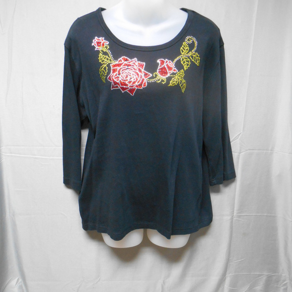 Isaac’s Designs black rhinestone top XL - Picture 1 of 3